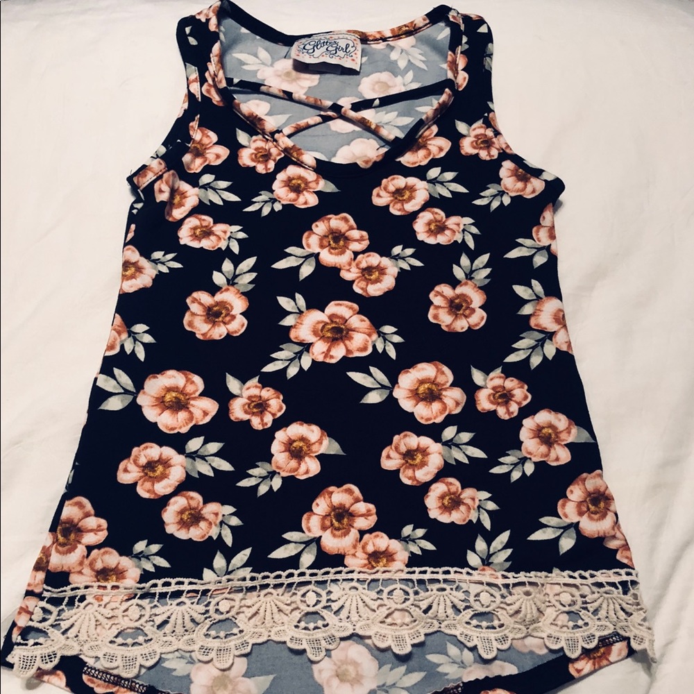 Crisscross Floral Crop Top